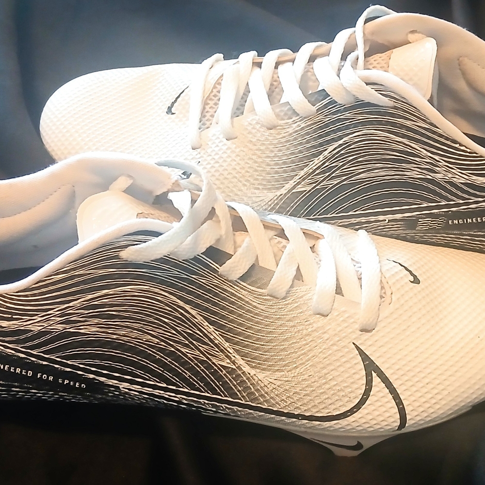 Nike White and Black Performance Cleats Vapor Max